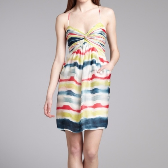 Shoshanna Dresses & Skirts - SHOSHANNA Blue Tie Dye Striped Silk Amelie Dress